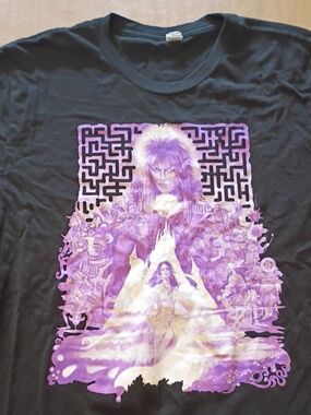 Black Short-Sleeve Graphic Tee with Purple Fantasy Artwork